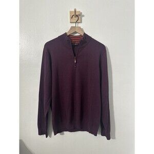 J. Mclaughlin Mens Quarter Zip Mock Neck Sweater Purple Cotton Modal Sz Large